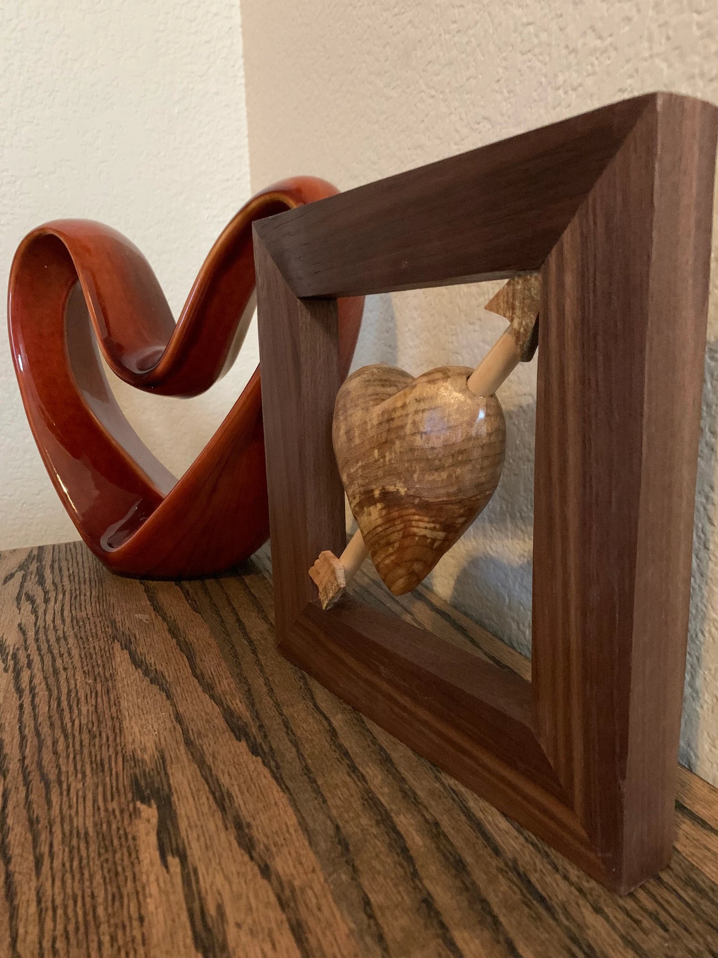 Hand Carved Maple Heart in Walnut Frame