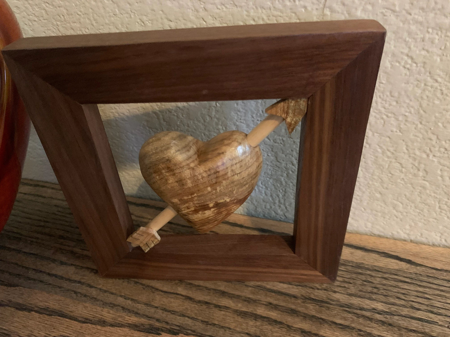 Hand Carved Maple Heart in Walnut Frame