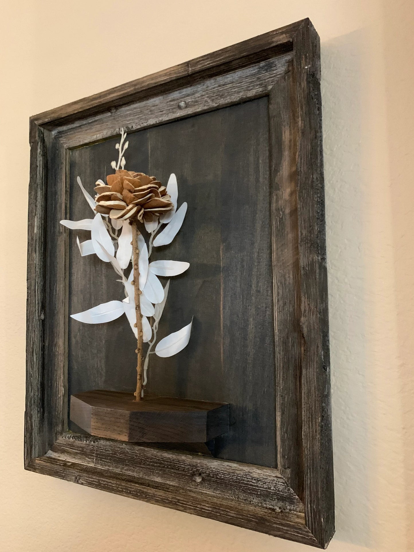 Framed Wooden Rose Wall Hanging