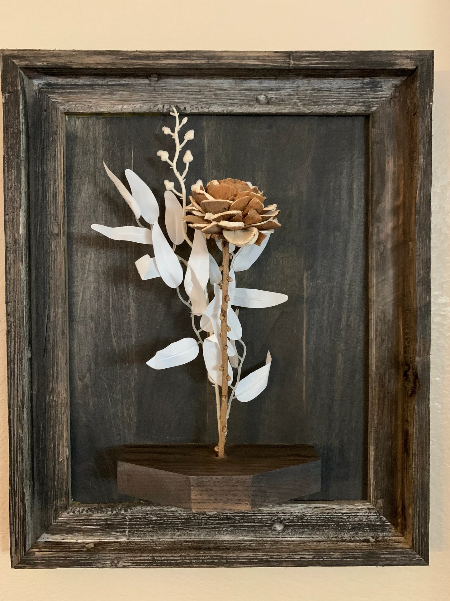 Framed Wooden Rose Wall Hanging