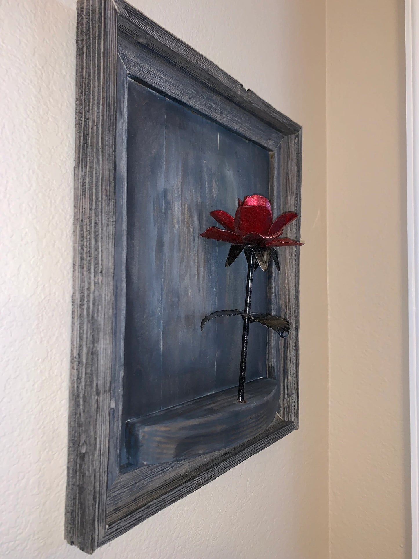 Framed Metal Rose Wall Hanging