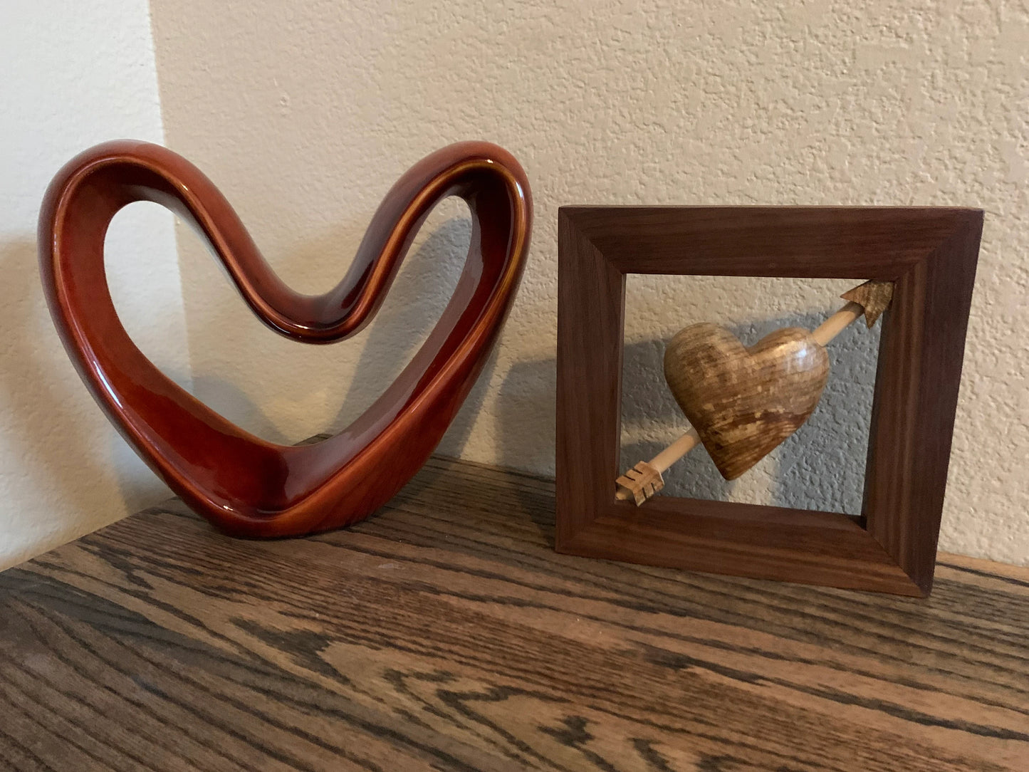 Hand Carved Maple Heart in Walnut Frame