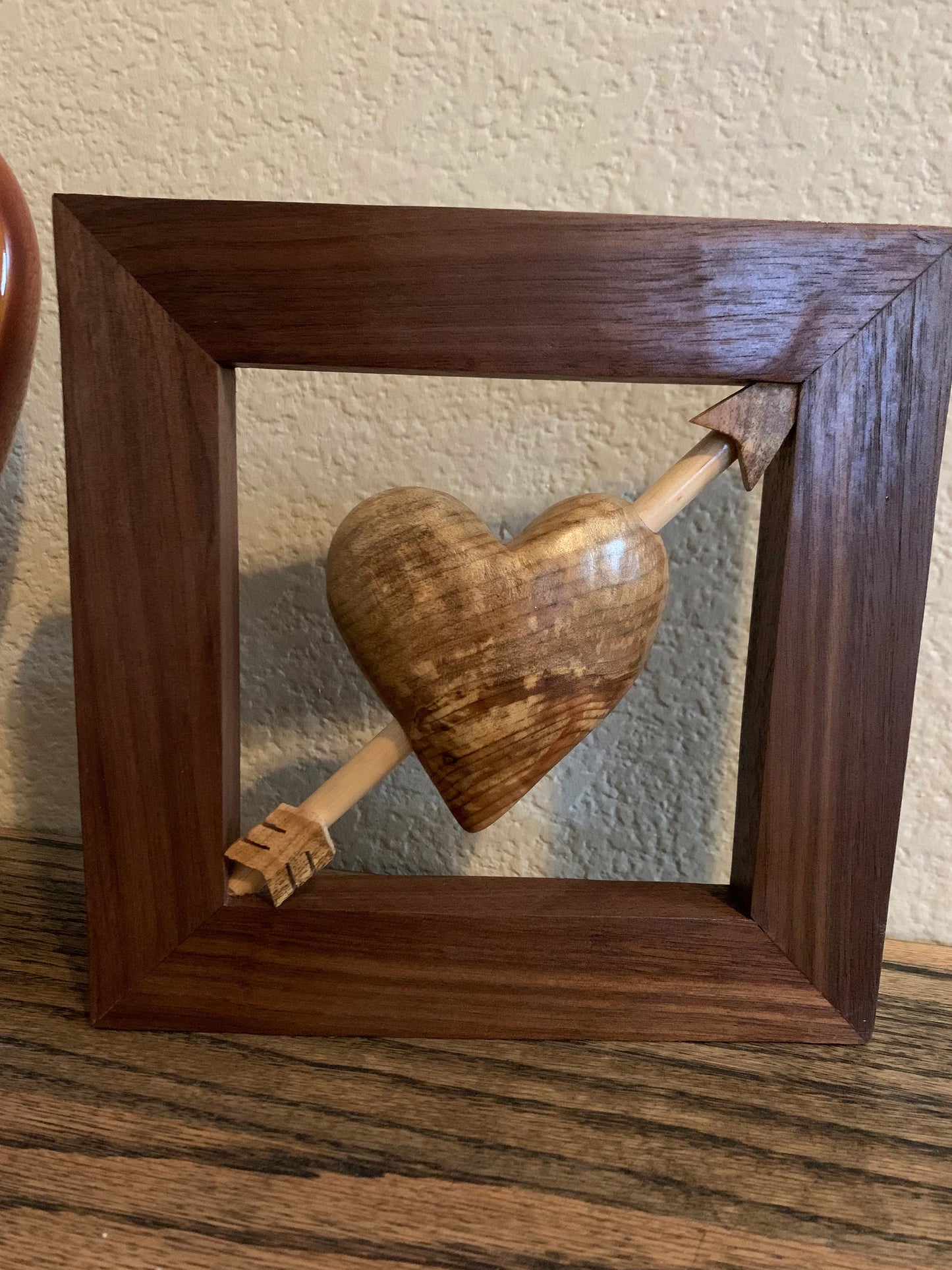 Hand Carved Maple Heart in Walnut Frame