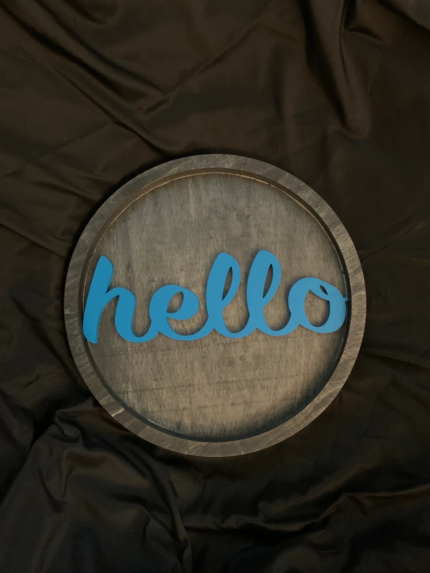 Blue HELLO Wooden Wall Sign/Door Sign